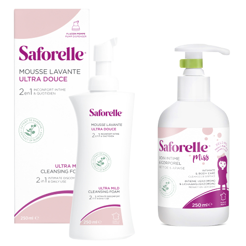 Набор САФОРЕЛЬ пенка д/интимной гигиены УЛЬТРА-МЯГКАЯ 250мл + САФОРЕЛЬ МИСС детский гель д/интимной гигиены 250мл