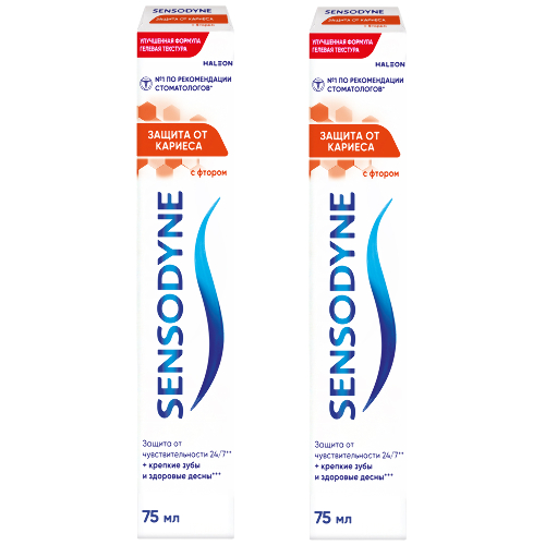 Набор из 2-х уп Sensodyne зубная паста от кариеса с фтором 75 мл со скидкой