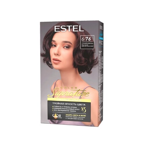 Купить Estel color signature крем-гель краска стойкая для волос в наборе тон 6/76 горький шоколад цена