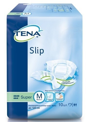 Купить Tena slip super подгузники для взрослых m обхват талии/бедер до 120 см 10 шт. цена