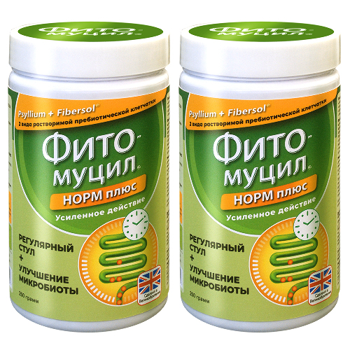 Набор из 2-х упаковок ФИТОМУЦИЛ НОРМ ПЛЮС 250,0 ПОР/БАНКА