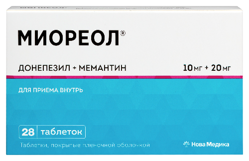 Миореол 10 мг + 20 мг 28 шт. блистер таблетки, покрытые пленочной оболочкой