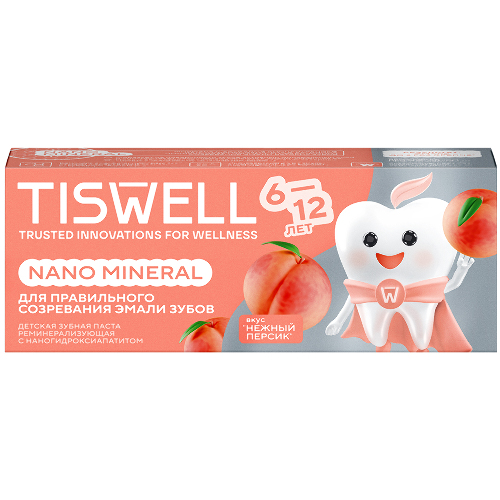 Tiswell зубная паста реминерализующая с наногидроксиапатитом детская с 6 лет 60 гр/нежный персик