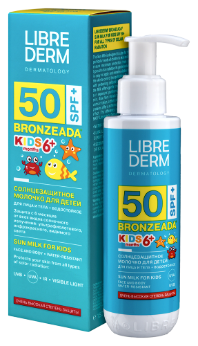 Librederm bronzeada молочко солнцезащитное для детей spf 50+ 150 мл