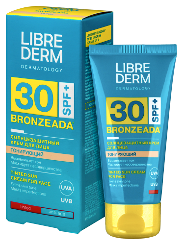 Librederm bronzeada крем для лица тонирующий солнцезащитный spf 30 50 мл