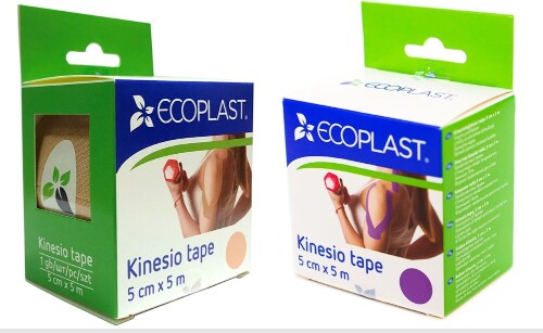 Набор из 2х уп. Ecoplast кинезио тейп 5смх5м: бежевый + фиолетовый