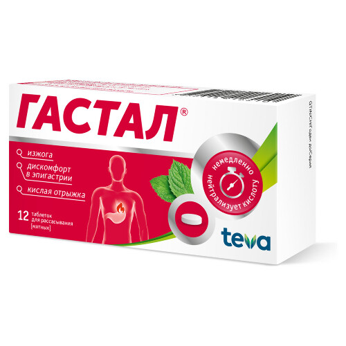 ГАСТАЛ ТАБЛЕТКИ ДЛЯ РАССАСЫВАНИЯ МЯТНЫЕ