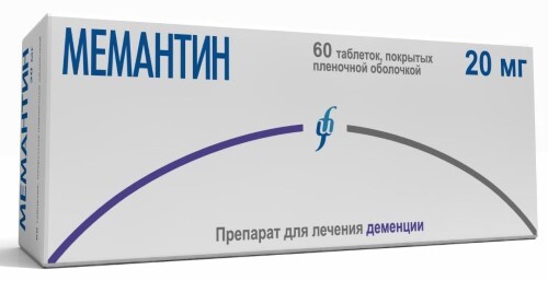 Мемантин 20 мг 60 шт. таблетки, покрытые пленочной оболочкой