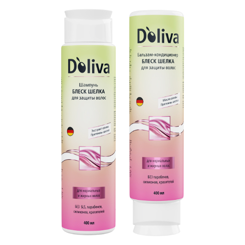 Купить Doliva бальзам-кондиционер для защиты волос блеск шелка 400 мл цена