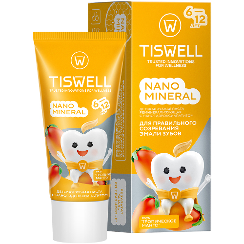 Tiswell зубная паста реминерализующая с наногидроксиапатитом детская с 6 лет 60 гр/тропическое манго