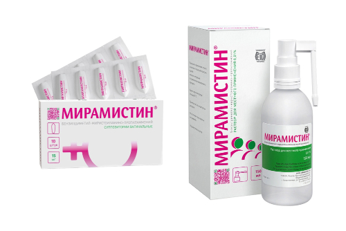 Набор со скидкой 300 рублей: Мирамистин р-р 150мл + Мирамистин супп вагинальные 15мг №10