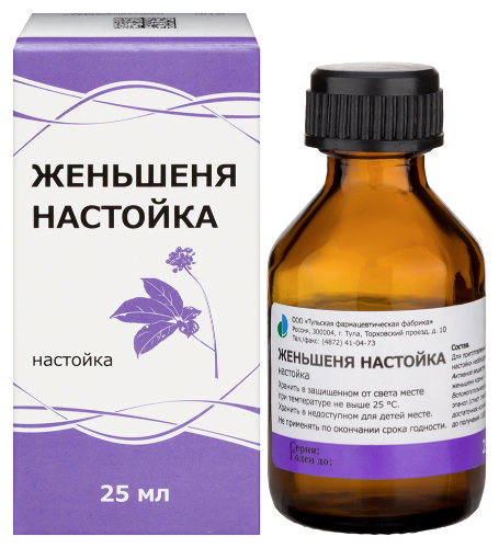 Купить Женьшеня настойка флакон настойка 25 мл упаковка пачка цена
