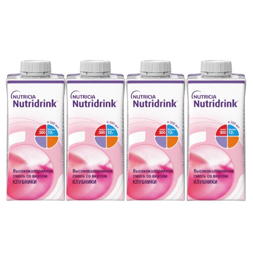 Набор белковое питание 4 уп Нутридринк клубники 200 мл со скидкой