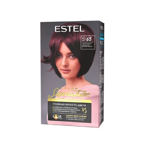 Купить Estel color signature крем-гель краска стойкая для волос в наборе тон 5/65 спелая вишня цена