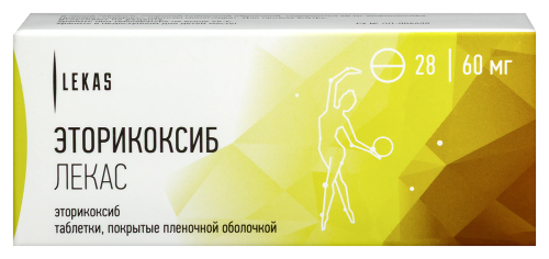 Купить Эторикоксиб лекас 60 мг 28 шт. блистер таблетки, покрытые пленочной оболочкой цена