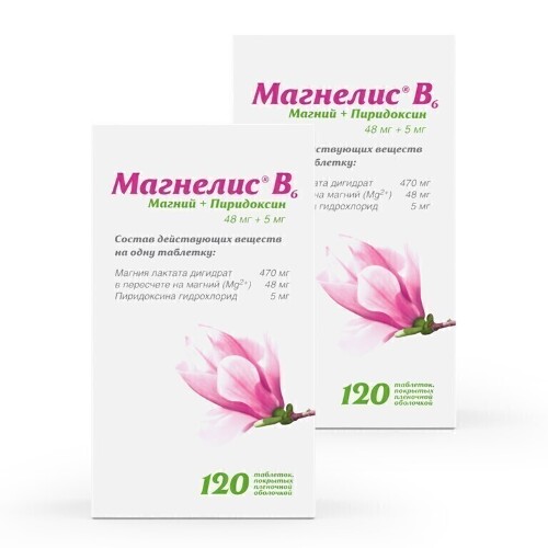 Набор 1+1 Магнелис (магний) В6 №120 - 240 таблеток со скидкой