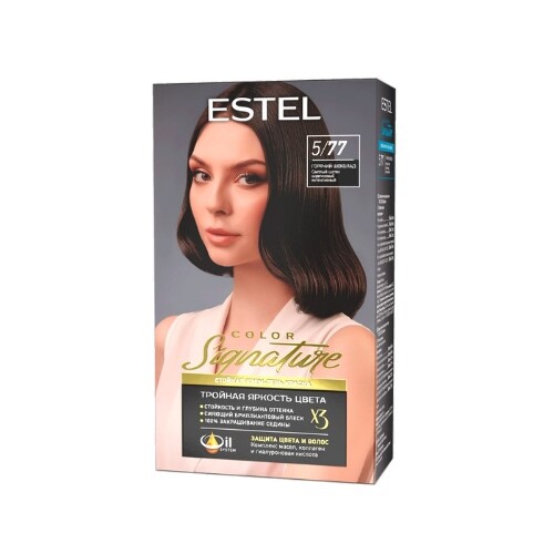 Купить Estel color signature крем-гель краска стойкая для волос в наборе тон 5/77 горячий шоколад цена
