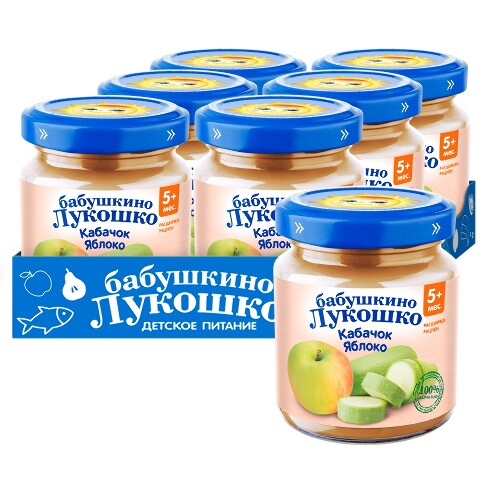 Бабушкино лукошко пюре из кабачков и яблок для детского питания 100 гр