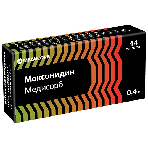 Моксонидин медисорб 0,4 мг 14 шт. таблетки, покрытые пленочной оболочкой
