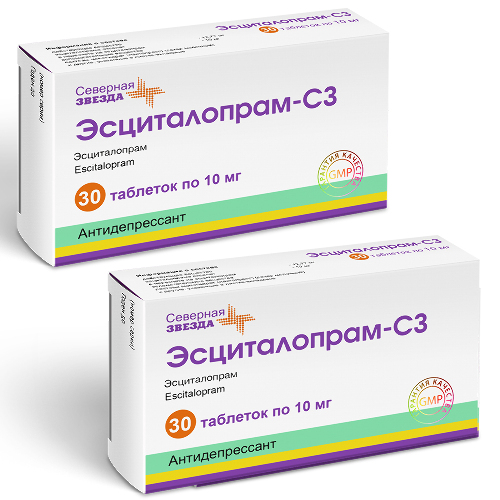 Набор ЭСЦИТАЛОПРАМ-СЗ таб. 10 мг № 30 - 2 уп. по специальной цене