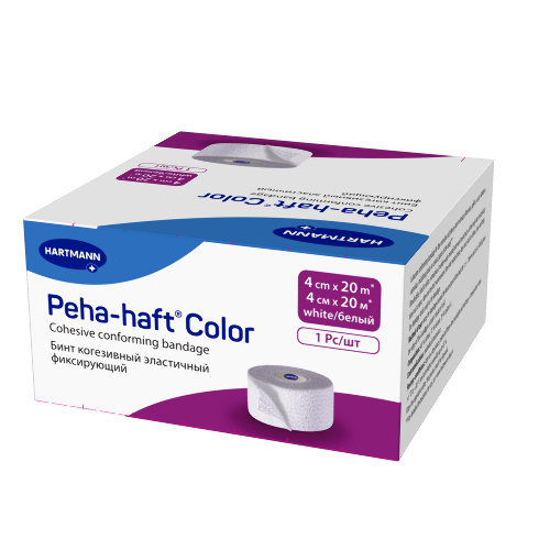 Бинт peha-haft color 4 смх20 м/белый когезивный эластичный фиксирующий