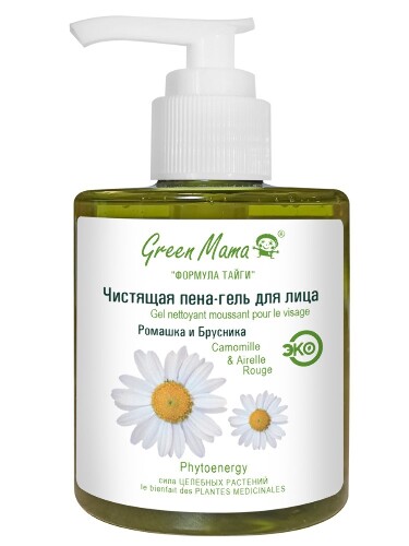 Green mama формула тайги пена-гель для очищения лица ромашка и брусника 300 мл