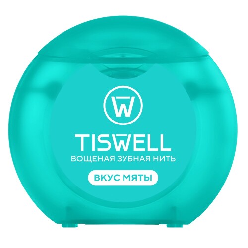 Tiswell зубная нить вощеная с мятным вкусом 50 м