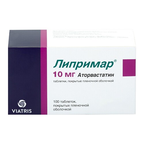 Липримар 10 мг 100 шт. таблетки, покрытые пленочной оболочкой