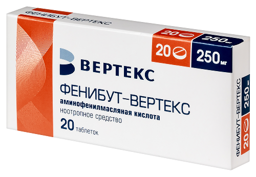 Фенибут-вертекс 250 мг 20 шт. блистер таблетки