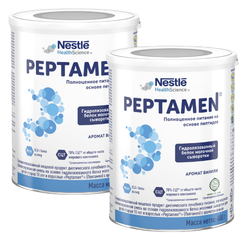 Купить Peptamen смесь на основе гидролизованного белка молочной сыворотки для детей старше 10 лет и взрослых с ароматом ванили 400 гр цена