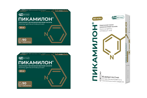 Набор Ступенчатая терапия по выгодной цене: Пикамилон - 1 уп. амп №10 + 2 уп. таб. №90