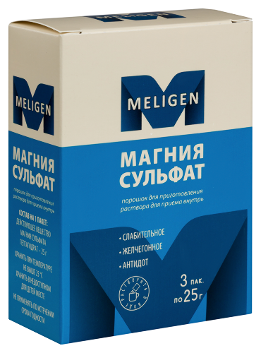 Магния сульфат 25 гр порошок для приготовления раствора для приема внутрь пакет 3 шт.
