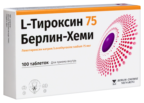 L-тироксин 75 берлин-хеми 75 мкг 100 шт. таблетки