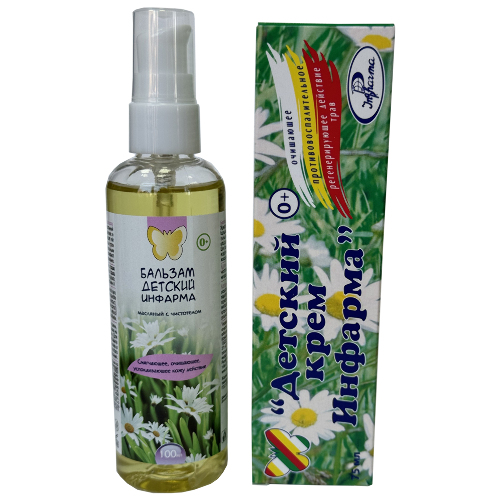 Детский набор «Инфарма»: крем + бальзам с чистотелом - со скидкой 10%