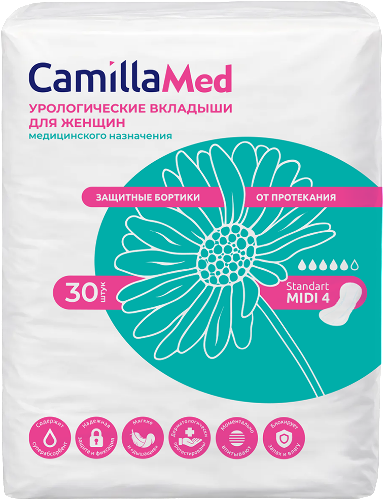 Camillamed вкладыши урологические для женщин standart midi 4 30 шт.