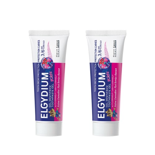 Набор из 2-х уп ЭЛЬГИДИУМ ЗУБНАЯ ПАСТА-ГЕЛЬ ДЛЯ ДЕТЕЙ ОТ 3 ДО 6 ЛЕТ ЗАЩИТА ОТ КАРИЕСА СО ВКУСОМ КРАСНЫХ ЯГОД 50МЛ