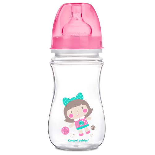 Бутылочка полипропиленовая силиконовая соска 3+ 240 мл/розовый