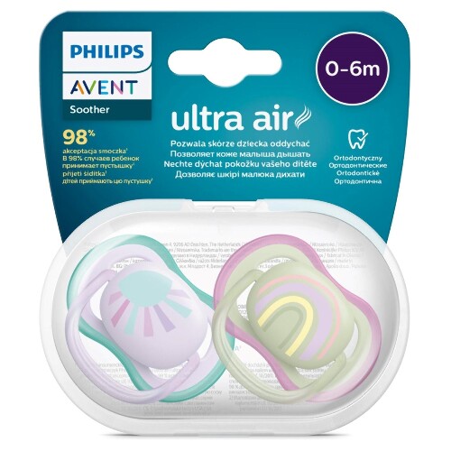 Avent соска-пустышка силиконовая ultra air 0-6 мес 2 шт. scf085/59