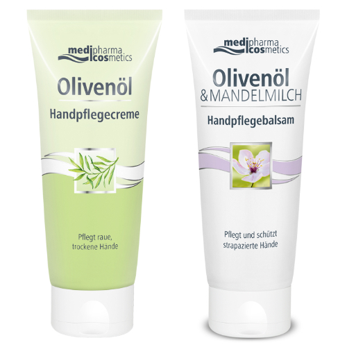Набор MEDIPHARMA COSMETICS: OLIVENOL КРЕМ ДЛЯ РУК 100МЛ + OLIVENOL БАЛЬЗАМ ДЛЯ РУК С МИНДАЛЬНЫМ МАСЛОМ 100МЛ
