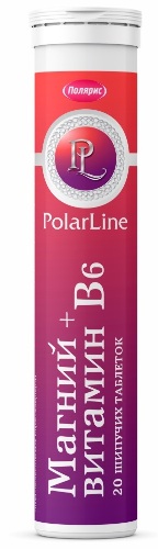 Купить Polarline магний и витамин в 6 со вкусом тутти-фрутти 20 шт. таблетки шипучие массой 3,8 г цена
