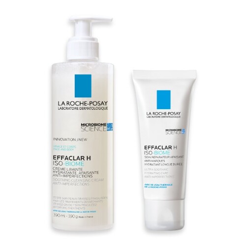 Набор LA ROCHE-POSAY EFFACLAR H ISO-BIOME: крем-гель очищающий успокаивающий 390мл + уход восстанавл против несовершенств