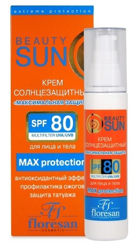 Beauty sun солнцезащитный крем «максимальная защита» spf80 75 мл