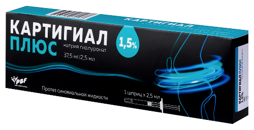 Картигиал плюс протез синовиальной жидкости 1,5% 2,5 мл 1 шт. шприц