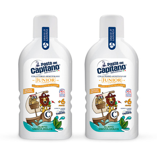 НАБОР 2=1 PASTA DEL CAPITANO ОПОЛАСКИВАТЕЛЬ ДЛЯ ПОЛОСТИ РТА ДЕТСКИЙ JUNIOR SOFT MINT 6+ /МЯГКАЯ МЯТА 400МЛ