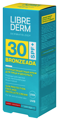 Librederm bronzeada солнцезащитный крем для лица и декольте spf 30 50 мл