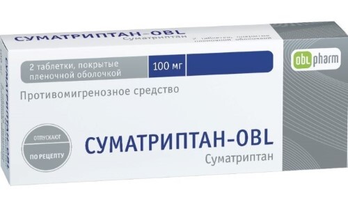 Купить Суматриптан-obl 100 мг 2 шт. таблетки, покрытые пленочной оболочкой цена