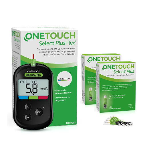 Набор Глюкометр One Touch Select Plus + 2 уп Тест-полоски One Touch Select Plus №100