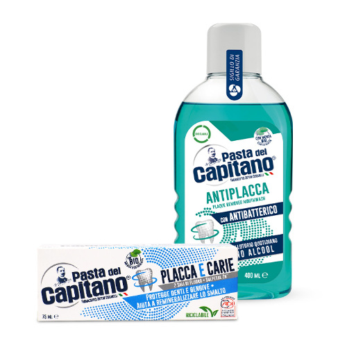 Набор Pasta del Capitano: з/паста против налета и кариеса 75 мл + ополаскиватель д/рта  по выгодной цене!