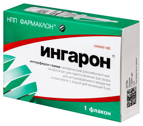 Ингарон 100000 МЕ 1 шт. флакон лиофилизат для приготовления раствора для интраназального введения
