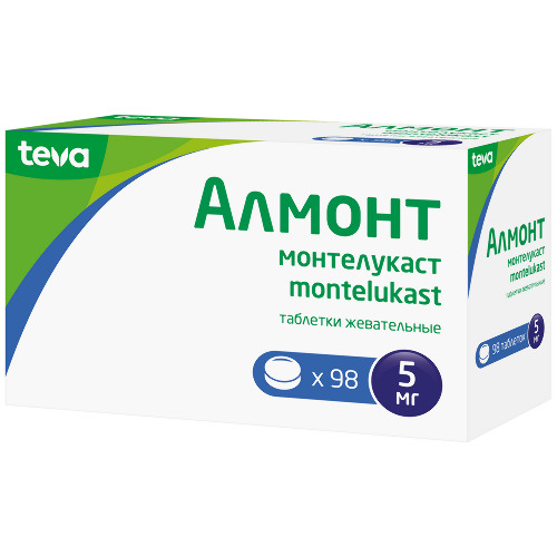 Купить Алмонт 5 мг 98 шт. таблетки жевательные цена